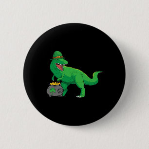 Lucky Dino-saur St Patricks Day Funny T-rex Irish 6 Cm Round Badge
