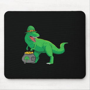 Lucky Dino-saur St Patricks Day Funny T-rex Irish  Mouse Pad