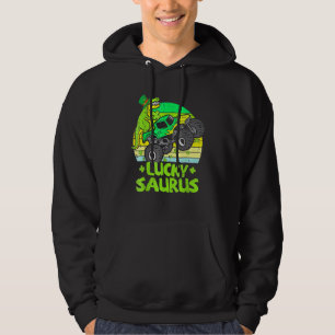 Lucky Dinosaur Monster Truck T Rex Shamrock St Pat Hoodie