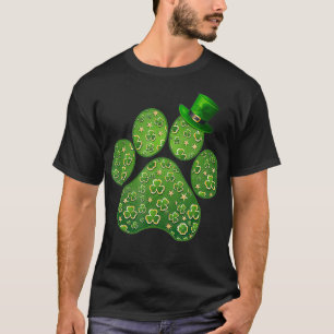 Lucky Dog Paw Irish Shamrocks cute dog Paw St Patr T-Shirt