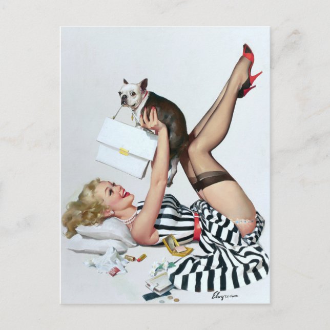 Lucky Dog Pin Up Postcard (Front)