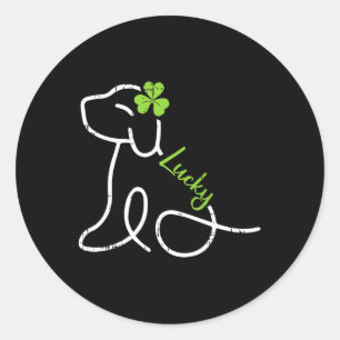 Lucky Dog St Patricks Day Cute Irish Puppy Shamroc Classic Round Sticker