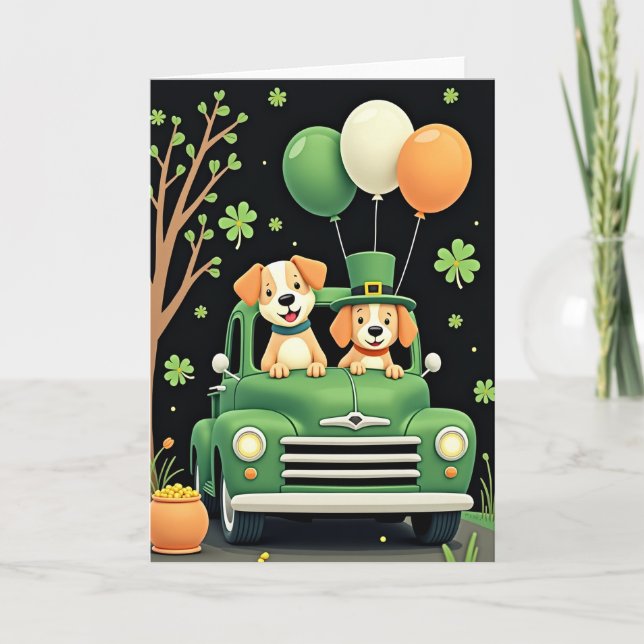 Lucky Dogs Truck Happy St Patricks Card (Front)
