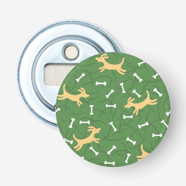lucky dogs with bones background bottle opener (Front)