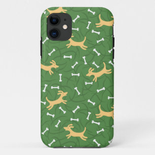 lucky dogs with bones background iPhone 11 case