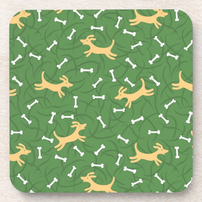 lucky dogs with bones background coaster (Front)