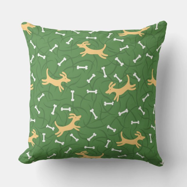 lucky dogs with bones background cushion (Front)