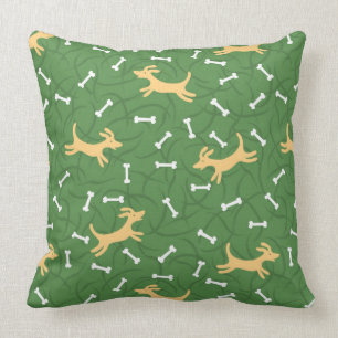 lucky dogs with bones background cushion