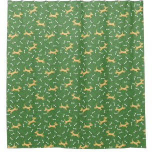 lucky dogs with bones background shower curtain