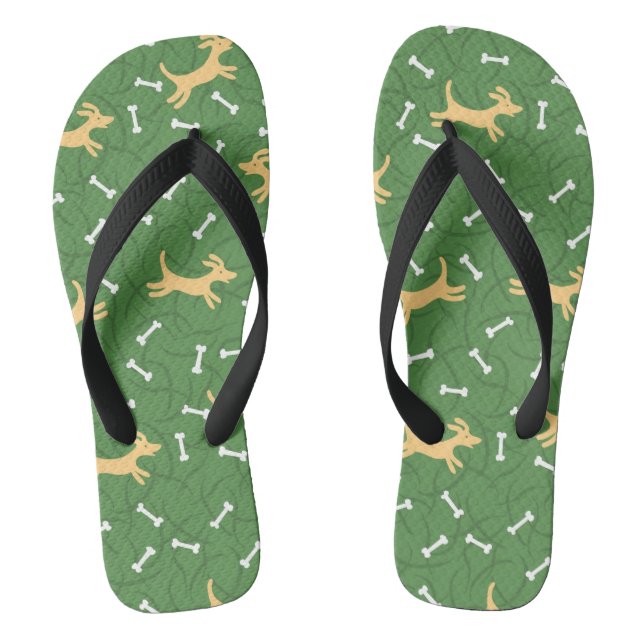 lucky dogs with bones background thongs (Footbed)