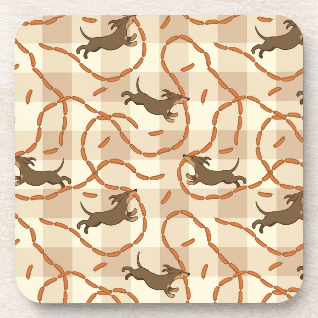 lucky dogs with sausages background coaster (Front)