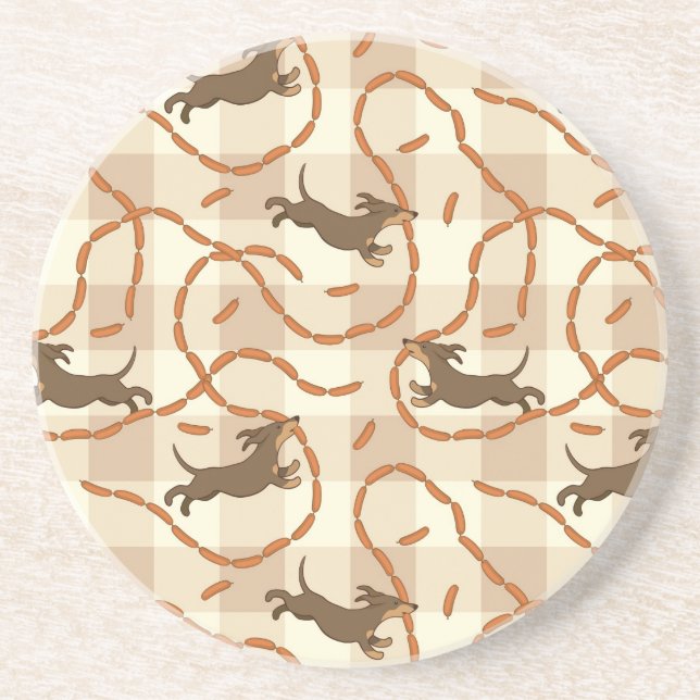 lucky dogs with sausages background coaster (Front)