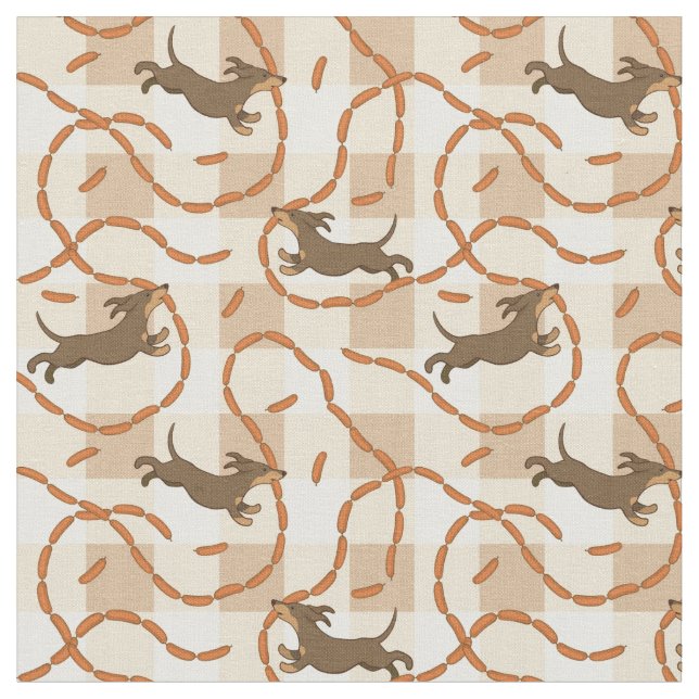 lucky dogs with sausages background fabric (Close Up)