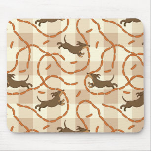 lucky dogs with sausages background mouse pad