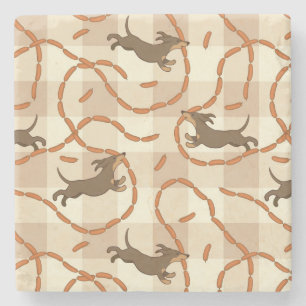 lucky dogs with sausages background stone coaster