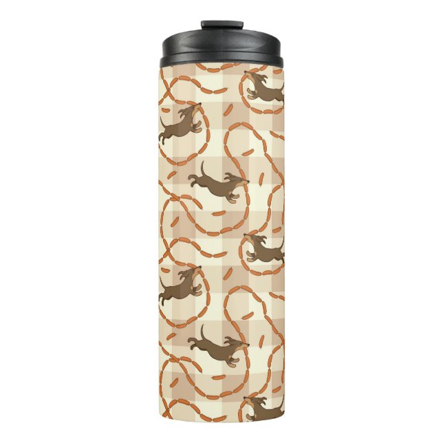 lucky dogs with sausages background thermal tumbler (Front)