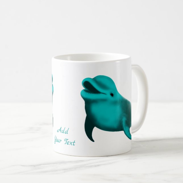 Lucky Dolphin - Add Your Text Coffee Mug (Front Right)