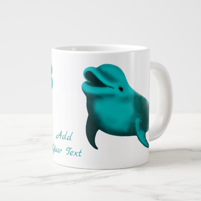 Lucky Dolphin - Add Your Text Large Coffee Mug (Front Right)