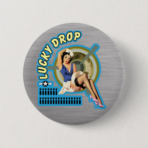 Lucky Drop WWII Nose Art 6 Cm Round Badge