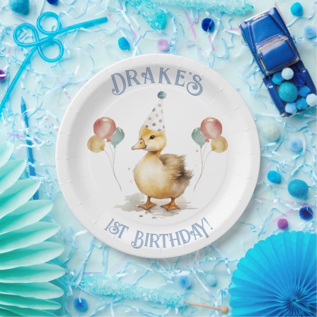 Lucky Duck 1st Birthday Party Paper Plate (Party)
