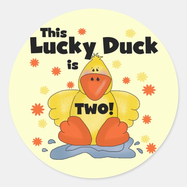 Lucky Duck 2nd Birthday Tshirts and Gifts Classic Round Sticker (Front)