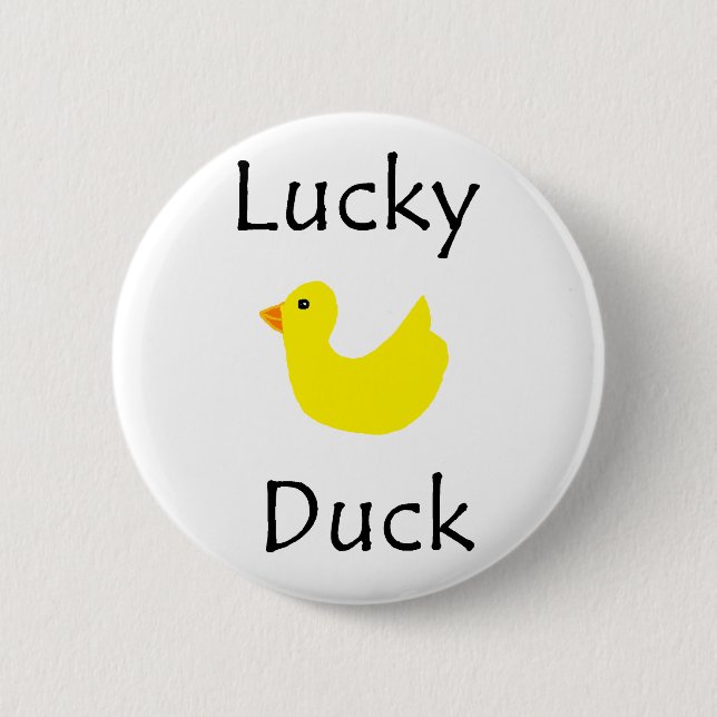 Lucky Duck 6 Cm Round Badge (Front)