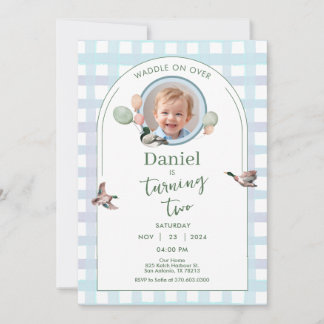 Lucky Duck Birthday Invite Photo Any Age