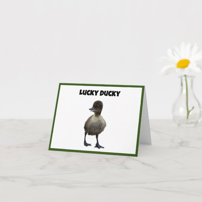 Lucky Duck Funny Cute Duckling Bird Photo Art Card (Small Plant)