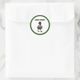 Lucky Duck Funny Cute Duckling Bird Photo Art Classic Round Sticker