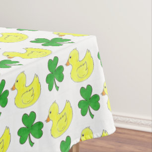 Lucky Duck Irish Shamrock Clover Rubber Ducky Tablecloth