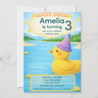 Lucky Duck Kid Birthday Invitation