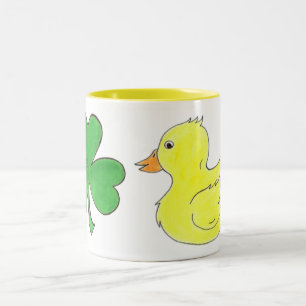 Lucky Duck Shamrock Ducky Saint Patrick's Day Two-Tone Coffee Mug