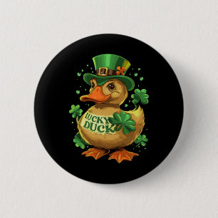 Lucky Duck Shamrock Funny St Patricks Day Waterfow 6 Cm Round Badge