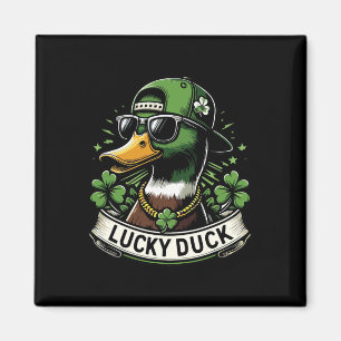 Lucky Duck Shamrock Funny St Patricks Day Waterfow Magnet