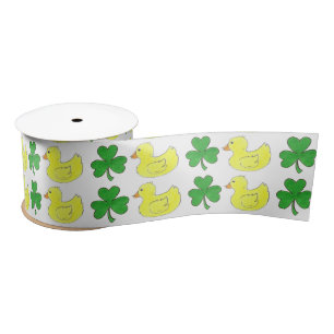 Lucky Duck Shamrock Happy St. Patrick's Day Satin Ribbon