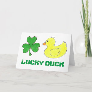 Lucky Duck Shamrock St. Patrick's Day Good Luck Card