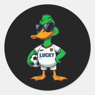 Lucky Duck Soccer Classic Round Sticker