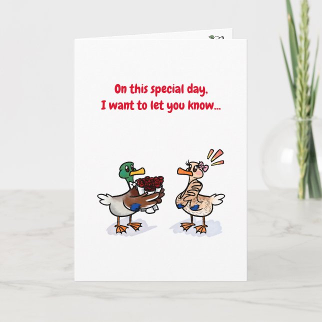 Lucky Duck Valentine's Cute Watercolour Card (Front)