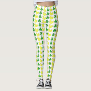 Lucky Duck Yellow Rubber Ducky Green Shamrock Leggings