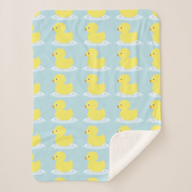 Lucky Ducky Cute Yellow Duck Sherpa Blanket (Front)