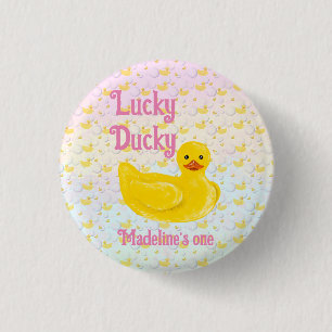 Lucky Ducky First Birthday 3 Cm Round Badge