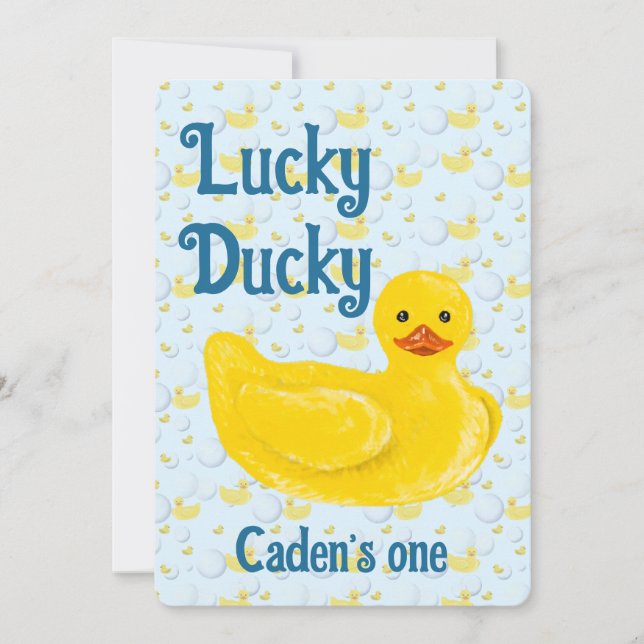 Lucky Ducky First Birthday Invitation (Front)