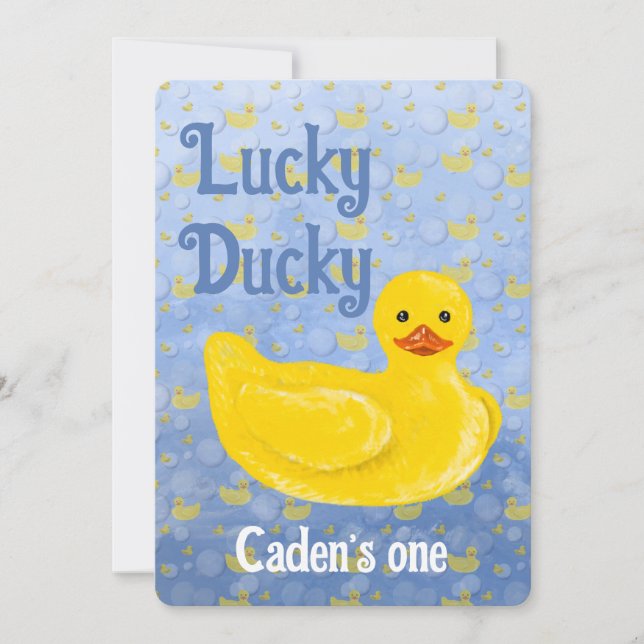 Lucky Ducky First Birthday Invitation (Front)
