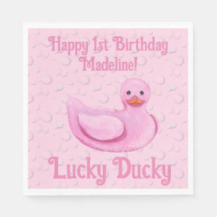 Lucky Ducky First Birthday Napkin