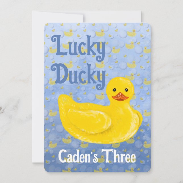 Lucky Ducky Third Birthday Invitation (Front)