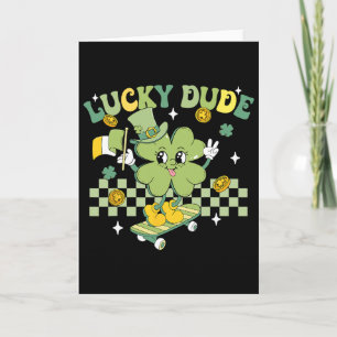 Lucky Dude Funny St Patrick's Day Kid Skateboardin Card