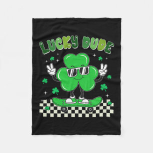 Lucky Dude Funny St Patrick's Day Kid Skateboardin Fleece Blanket