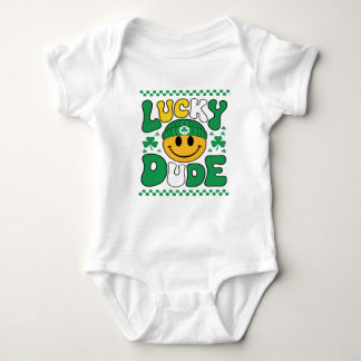 Lucky Dude Smile Face St. Patrick’s Day Baby Bodysuit