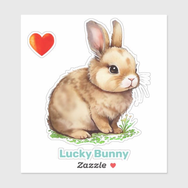 Lucky Easter Bunny and Heart Sticker (Sheet)