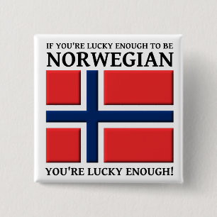 Lucky Enough To Be Norwegian Button Badge